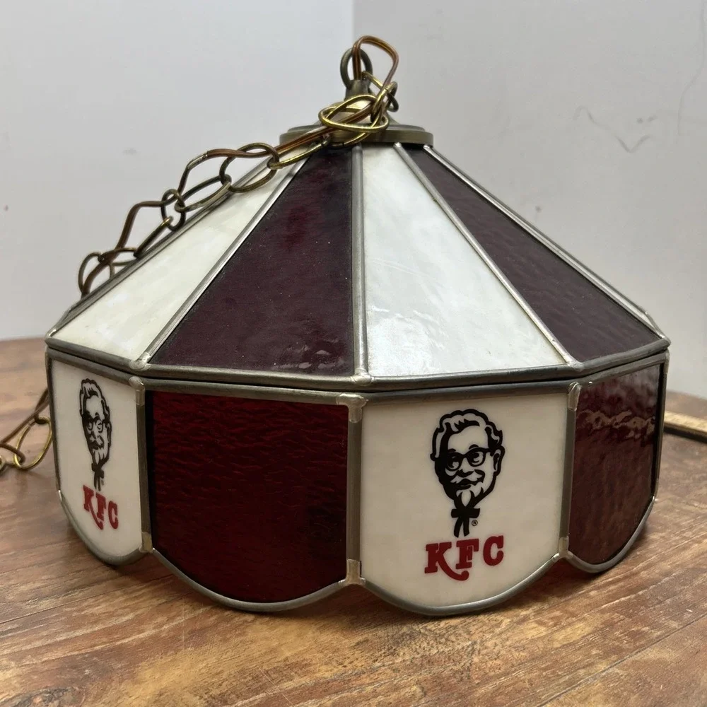 Vtg KFC Stained Glass Dining Table Hanging Lamp 13